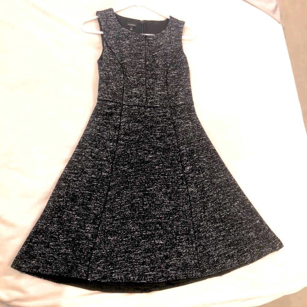 Talbots sleeveless a-line black dress